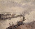 Barcos de vapor en el puerto de Rouen 1896 postCamille Pissarro